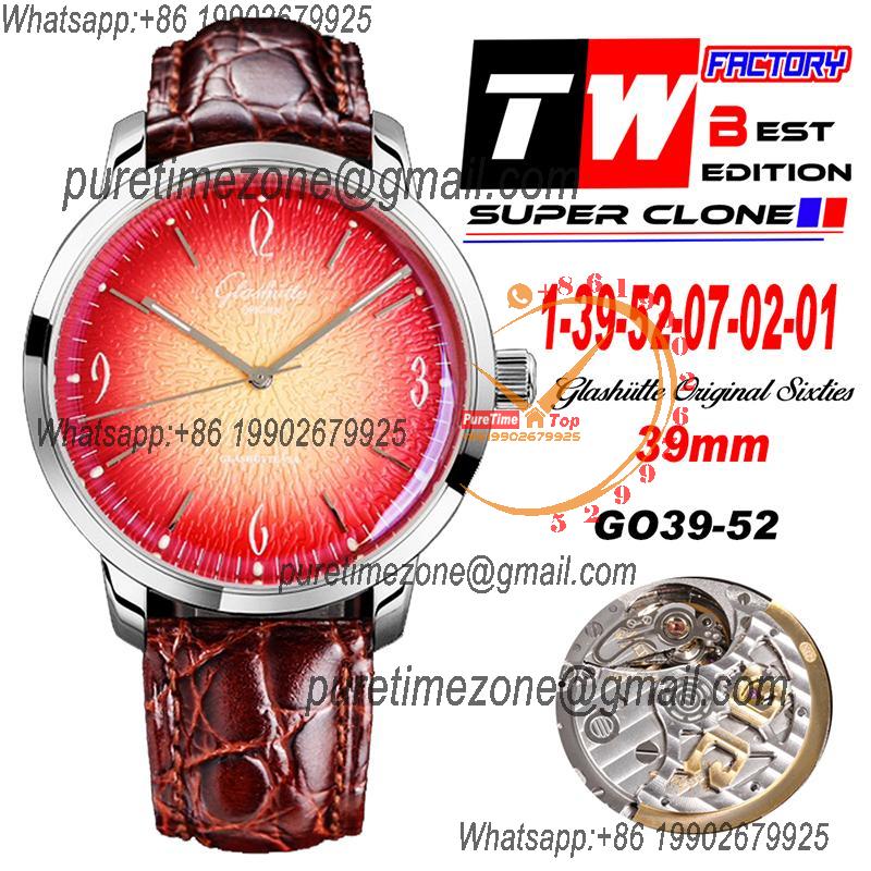 Senator Sixties A3952 Automatic Mens Watch 1-39-52-07-02-01 TWF Best Edition Steel Iconic Red Dial Brown Leather