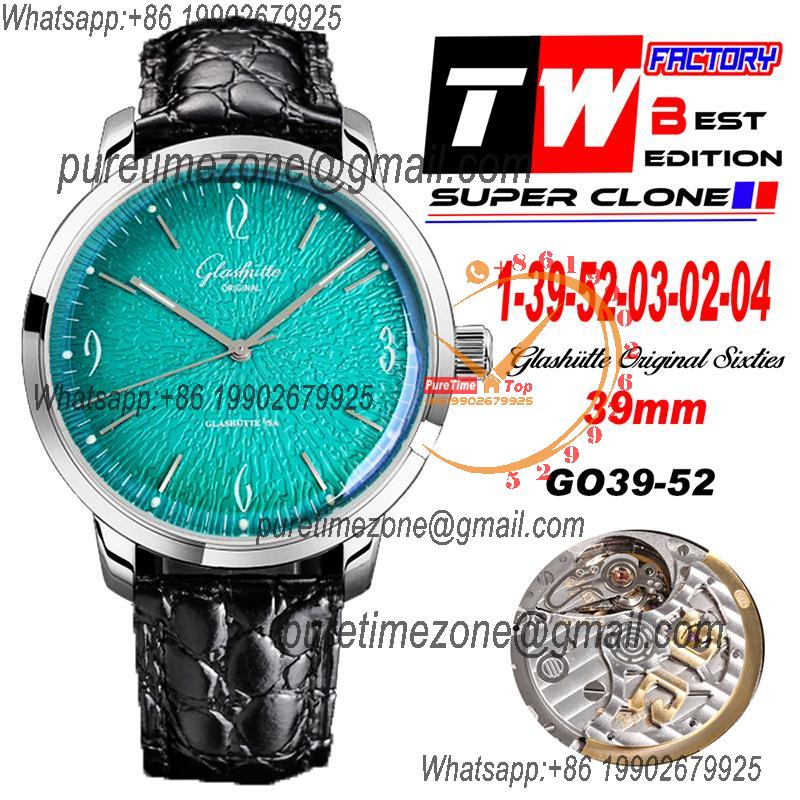 Senator Sixties A3952 Automatic Mens Watch 1-39-52-03-02-04 TWF Best Edition Steel Green Dial Black Leather