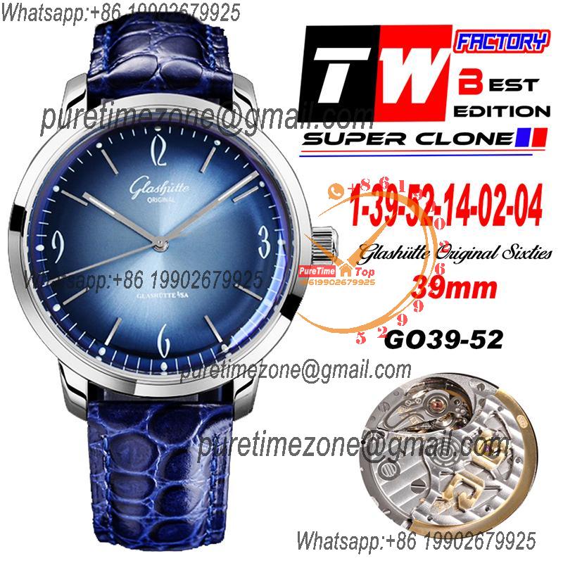 Senator Sixties A3952 Automatic Mens Watch 1-39-52-14-02-04 TWF Best Edition Steel Glacier Blue Dial Black Leather