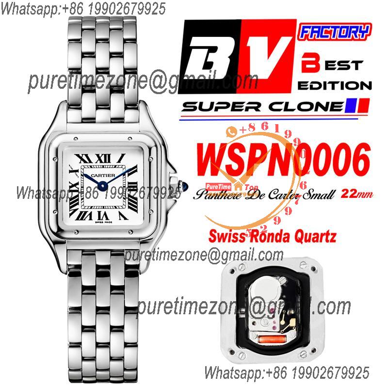 WSPN0006 Swiss Ronda Quartz Ladies Watch BVF 22mm Small White Dial SS Bracelet Best Ediiton