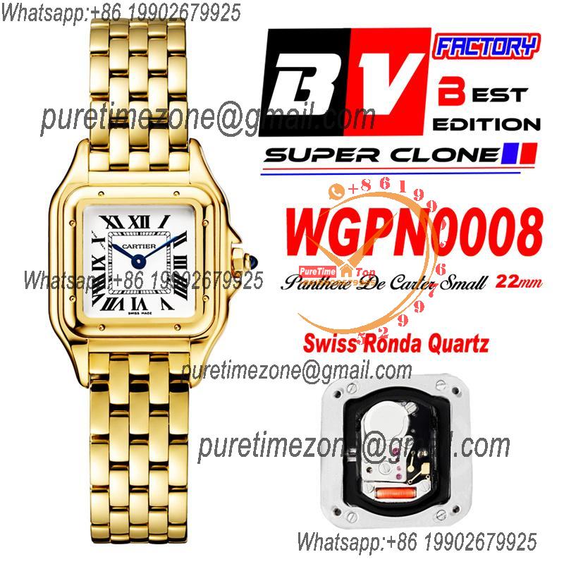 WGPN0008 Swiss Ronda Quartz Ladies Watch BVF 22mm Small Yellow Gold White Dial SS Bracelet Best Ediiton