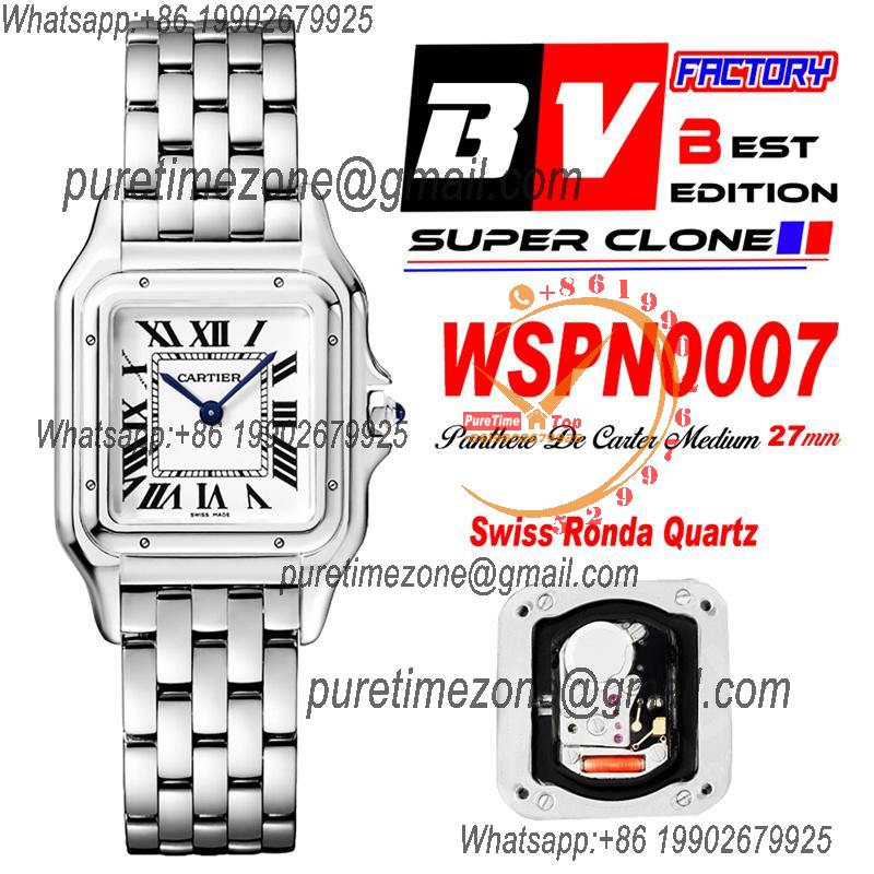 WSPN0007 Swiss Ronda Quartz Ladies Watch BVF 27mm Medium White Dial SS Bracelet Best Ediiton