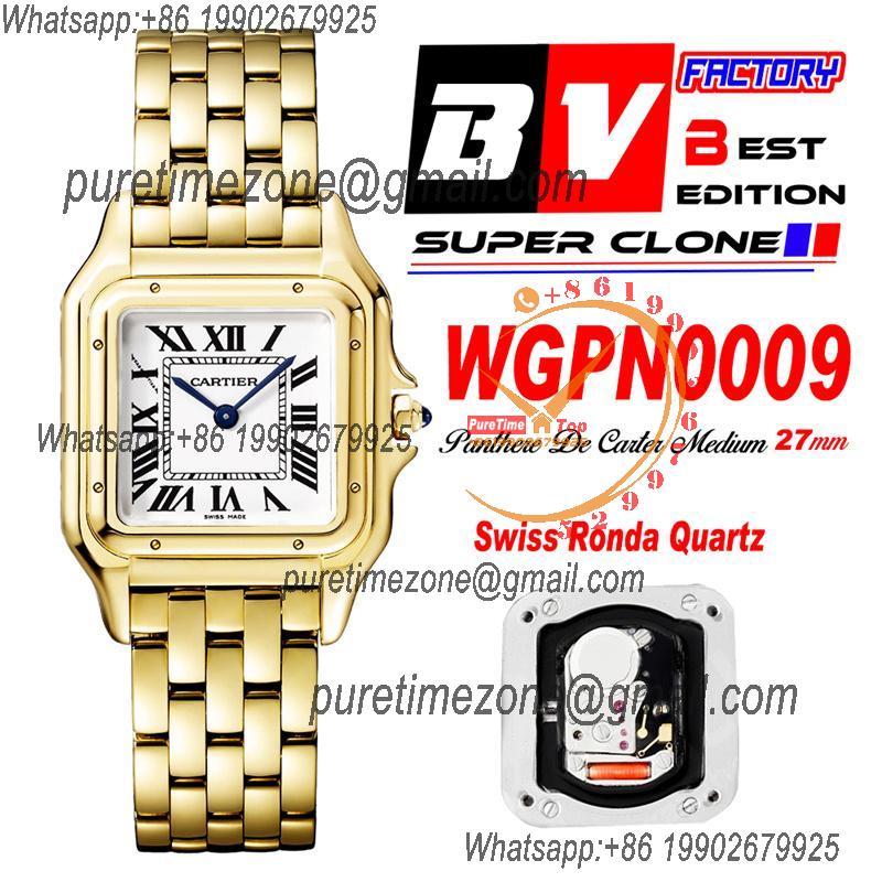 WGPN0009 Swiss Ronda Quartz Ladies Watch BVF 27mm Medium YG White Dial SS Bracelet Best Ediiton