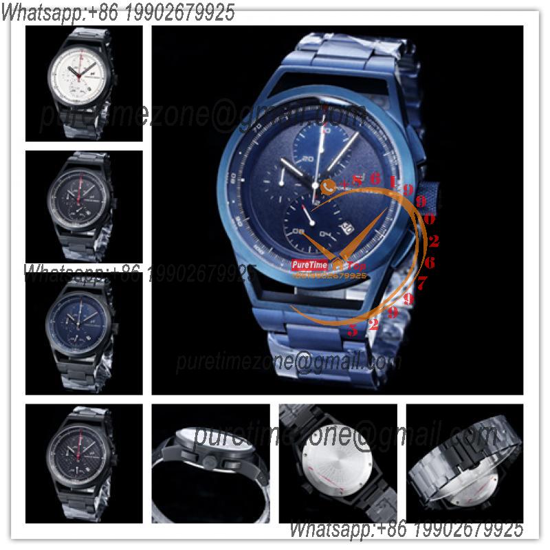 Porsche Design Chronotimer Collection Japan quartz chronograph Mens Watch PVD All Blue Dial SS Bracelet Stopwatch