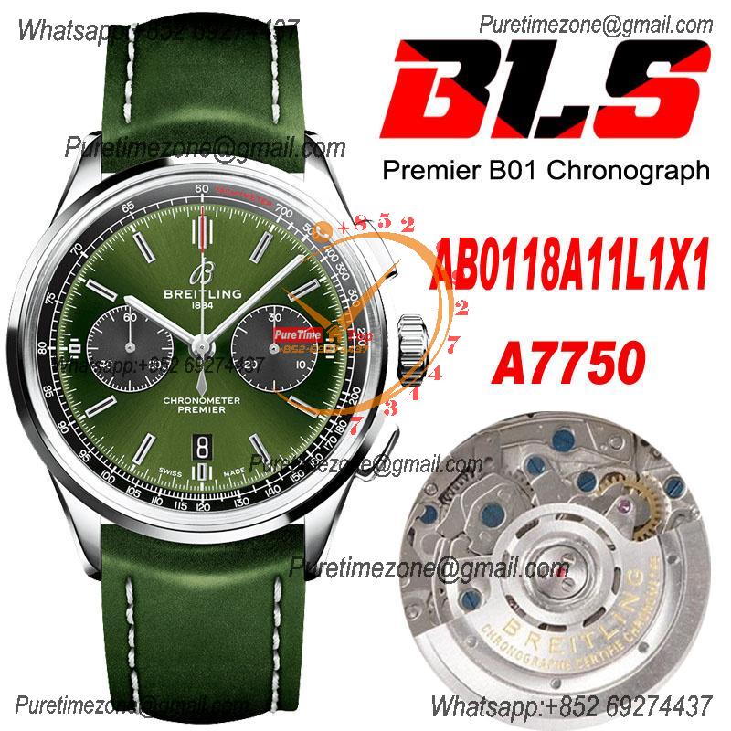 Premier B01 AB0118 A7750 Automatic Chronograph Mens Watch BLSF 42 Bentley Racing Green Dial Leather Strap Best Edition