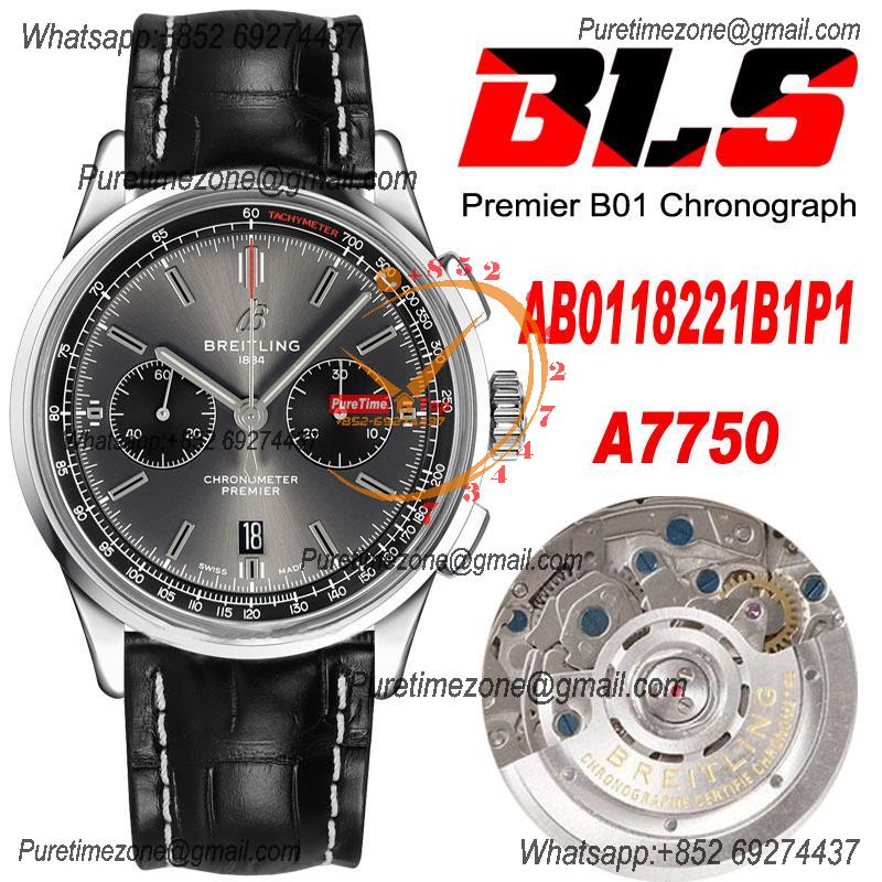 Premier B01 AB0118 A7750 Automatic Chronograph Mens Watch BLSF 42 Bentley Racing Gray Dial Leather Strap Best Edition