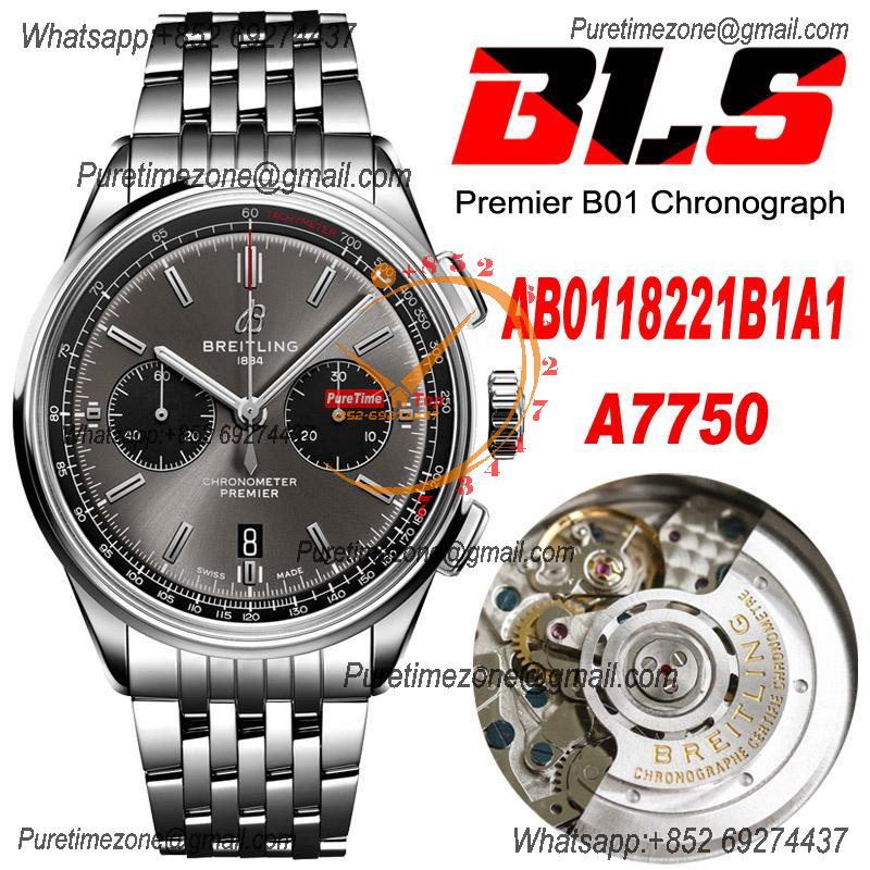 Premier B01 AB0118 A7750 Automatic Chronograph Mens Watch BLSF 42 Bentley Racing Gray Dial SS Bracelet Best Edition