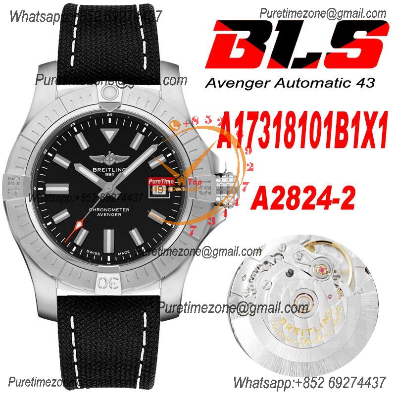 Avenger II Seawolf V17319101 A2824 Automatic Mens Watch BLSF Best Edition Black Dial Nylon Strap