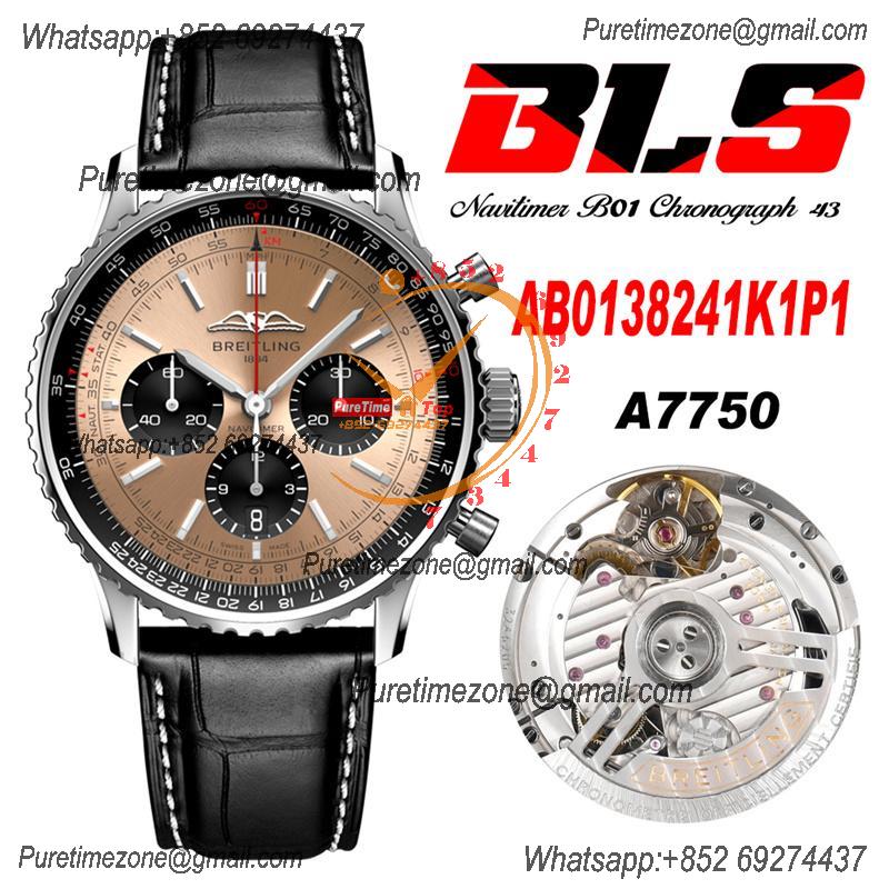 Navitimer B01 AB0138241 A7750 Automatic Chronograph Mens Watch Best Edition BLSF Copper Dial Black Leather Strap