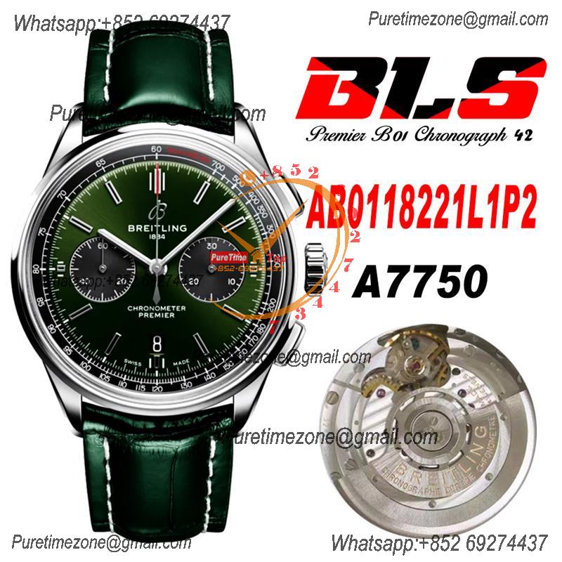 Premier B01 AB0118 A7750 Automatic Chronograph Mens Watch Bentley British Racing Best Edition BLSF Black Dial Leather V2