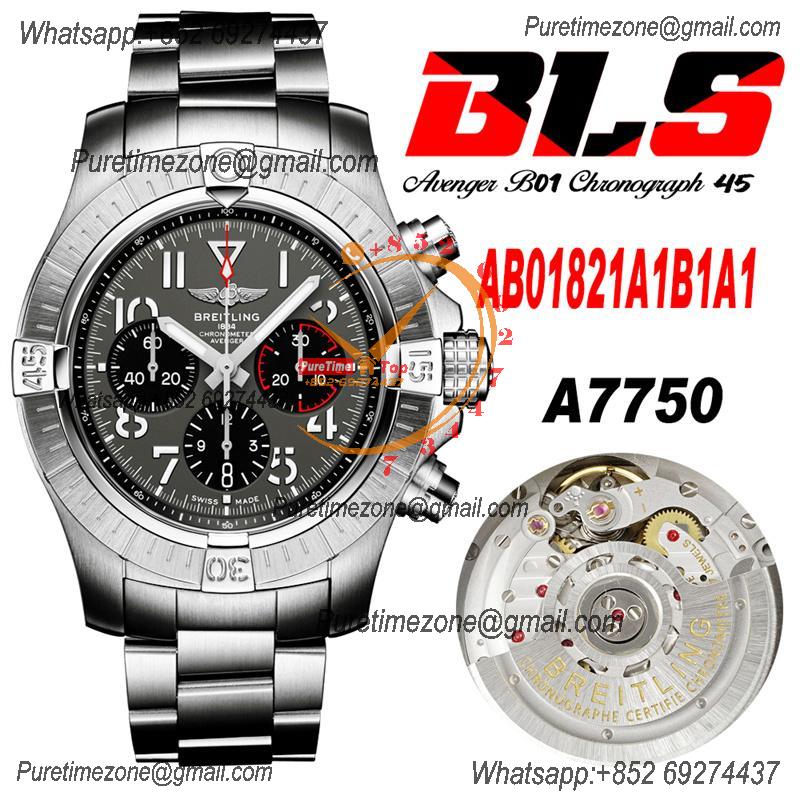 Avenger B01 AB01821 ETA7750 Automatic Chronograph Mens Watch Best Edition BLSF 45mm Gray Dial SS Bracelet