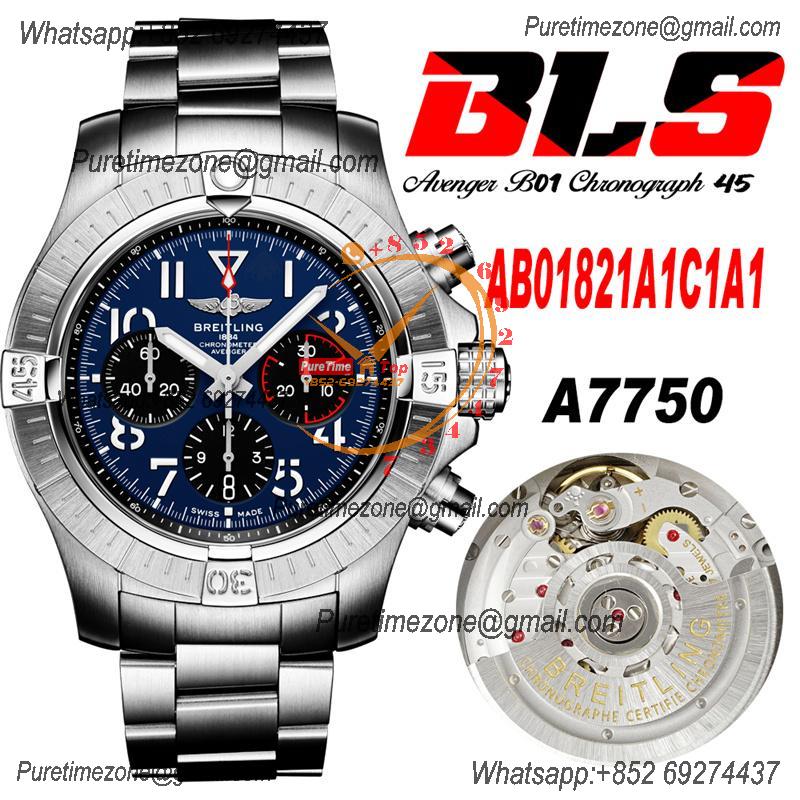 Avenger B01 AB01821 ETA7750 Automatic Chronograph Mens Watch Best Edition BLSF 45mm Blue Dial SS Bracelet