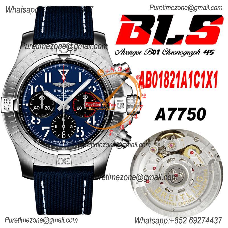 Avenger B01 AB01821 ETA7750 Automatic Chronograph Mens Watch Best Edition BLSF 45mm Blue Dial Leather Strap