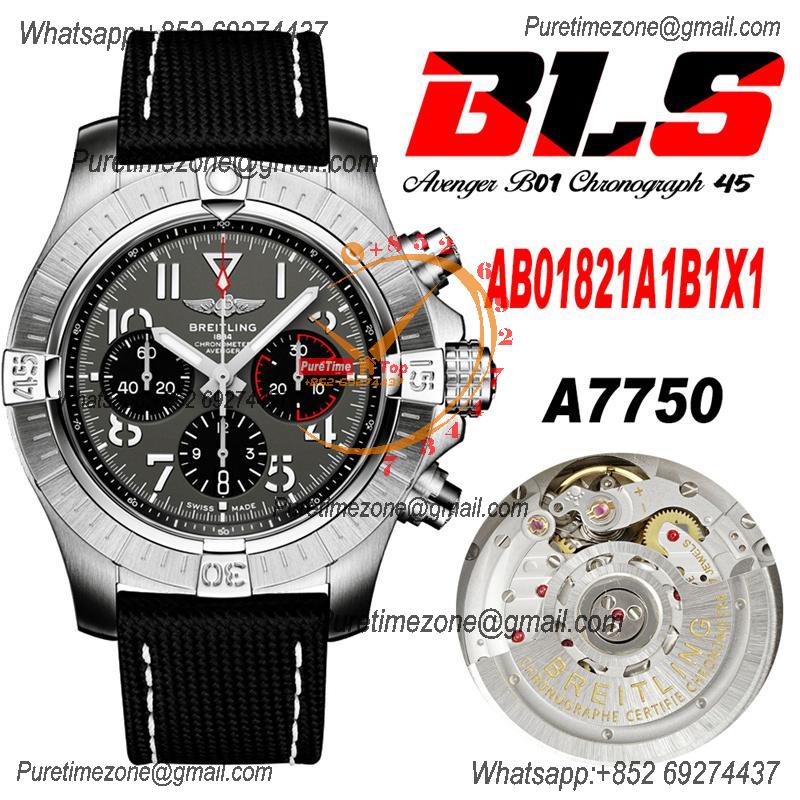 Avenger B01 AB01821 ETA7750 Automatic Chronograph Mens Watch Best Edition BLSF 45mm Gray Dial Leather Strap