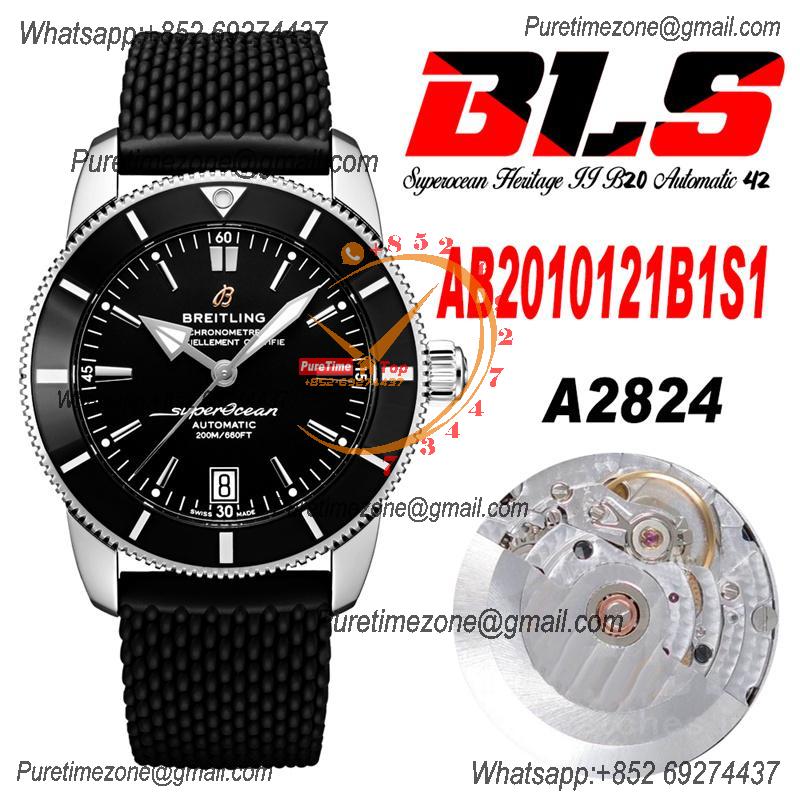 Heritage Automatic AB2010121 42 A2824 Automatic Mens Watch Best Edition BLSF Black Dial Rubber Strap