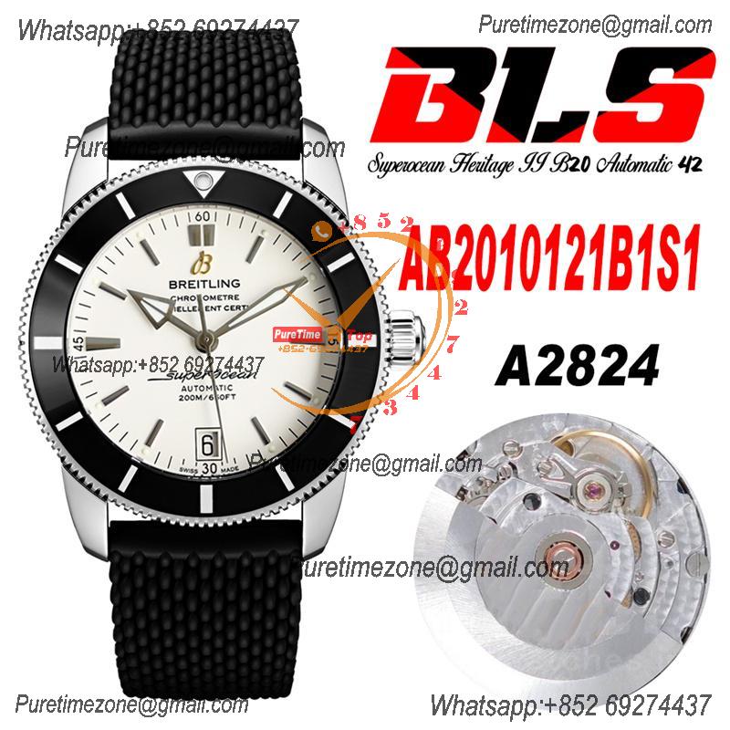 Heritage Automatic AB2010121 42 A2824 Automatic Mens Watch Best Edition BLSF White Dial Black Rubber Strap