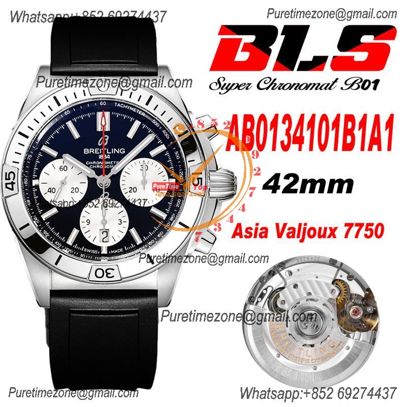 Chronomat B01 PB0134101 A7750 Automatic Chronograph Mens Watch Best Edition BLSF 42 SS Black Dial Rubber