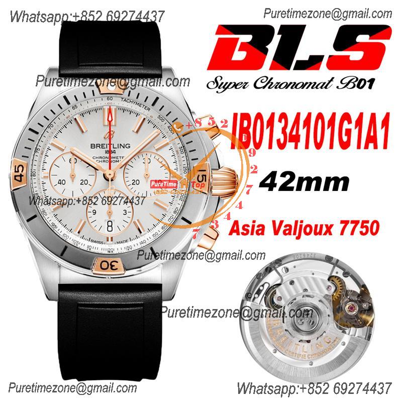 Chronomat B01 UB0134101 A7750 Automatic Chronograph Mens Watch Best Edition BLSF 42 SS RG Silver Dial SS Bracelet