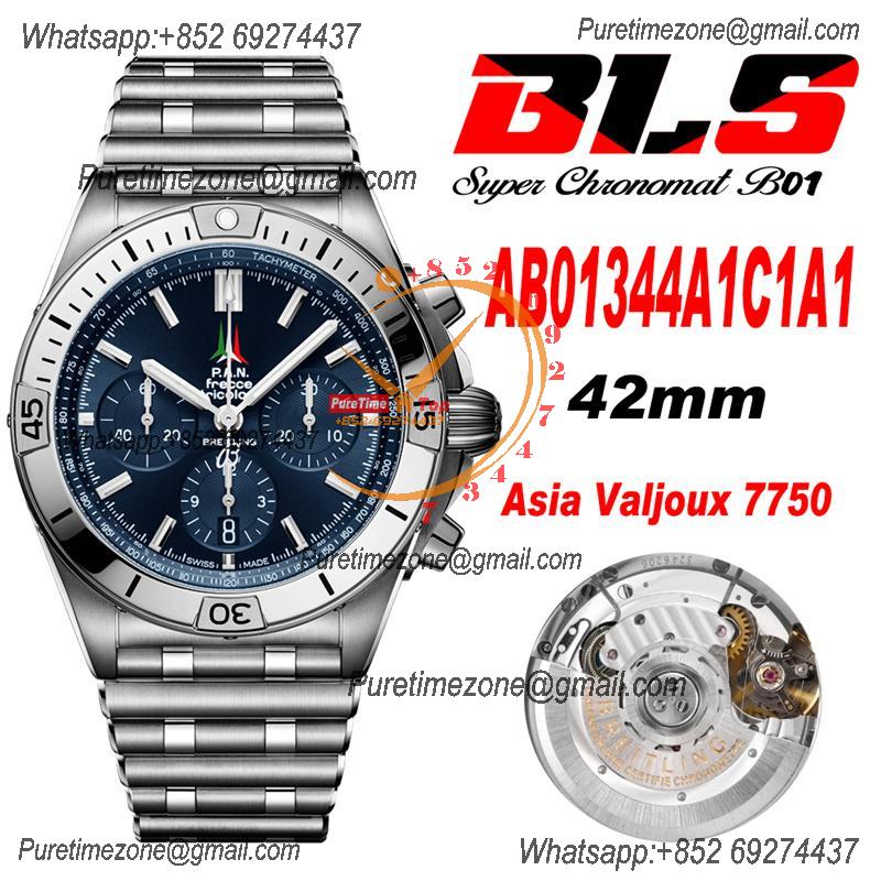 Chronomat B01 AB01344 A7750 Automatic Chronograph Mens Watch Frecce Tricolori Limited Best Edition BLSF Blue Dial SS