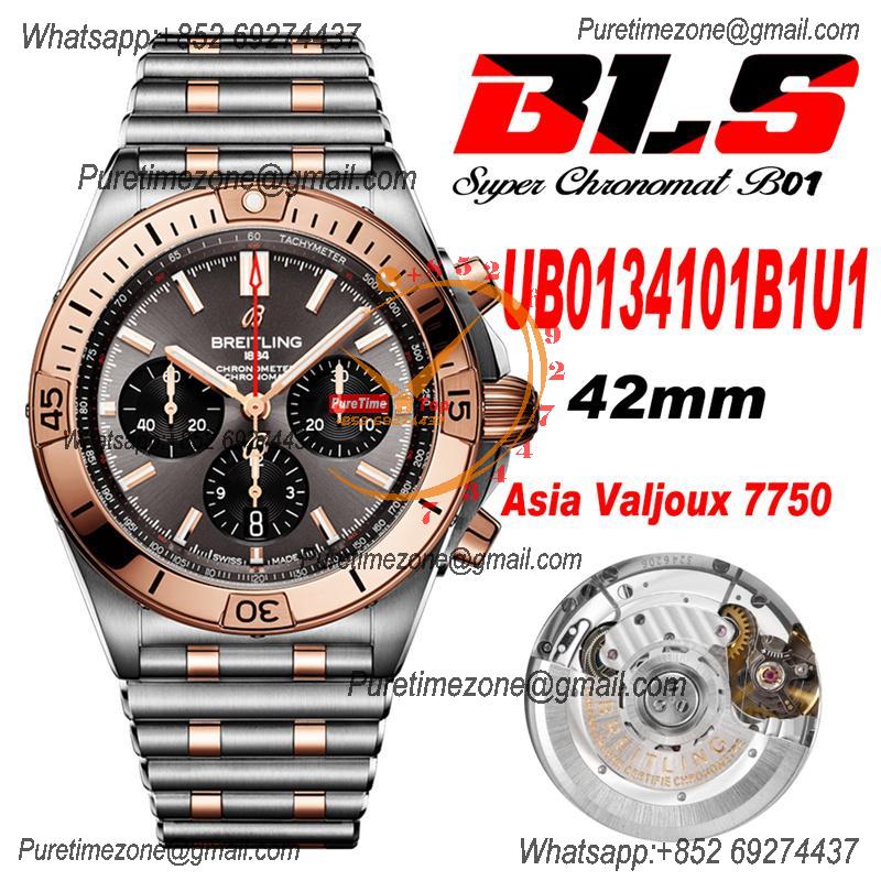 Chronomat B01 UB0134101 A7750 Automatic Chronograph Mens Watch Best Edition BLSF 42mm RG Anthracite Dial SS Bracelet