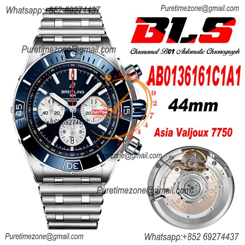 Chronomat B01 AB0136161 A7750 Automatic Chronograph Mens Watch Best Edition BLSF 44mm Blue Dial SS Bracelet