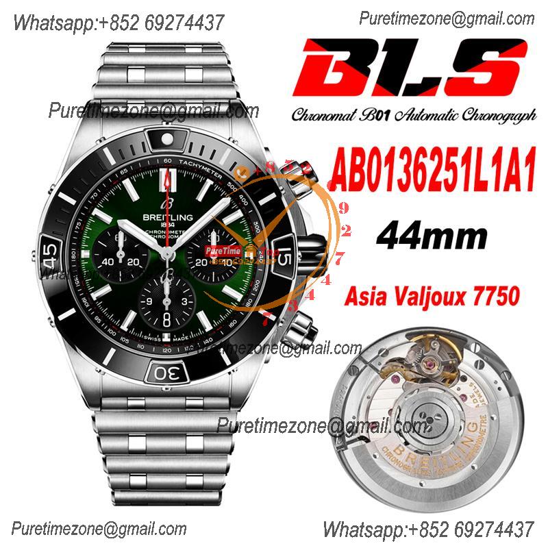 Chronomat B01 AB0136251 A7750 Automatic Chronograph Mens Watch Best Edition BLSF 44mm Green Dial SS Bracelet