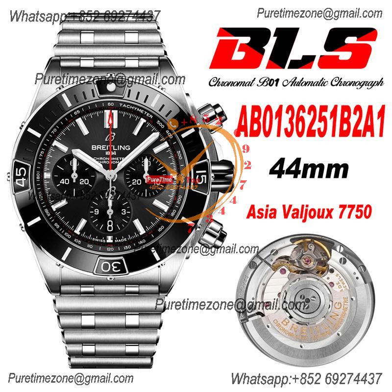 Chronomat B01 AB0136251 A7750 Automatic Chronograph Mens Watch Best Edition BLSF 44mm Black Dial SS Bracelet