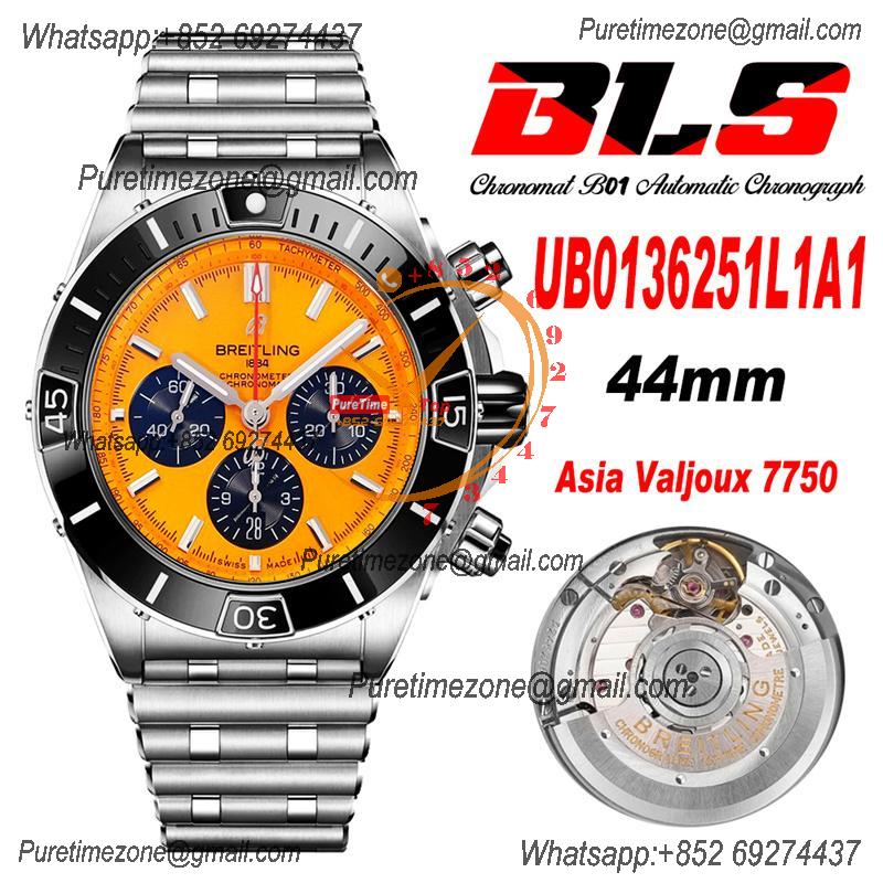 Chronomat B01 AB0136251 A7750 Automatic Chronograph Mens Watch Best Edition BLSF 44mm Yellow Dial SS Bracelet