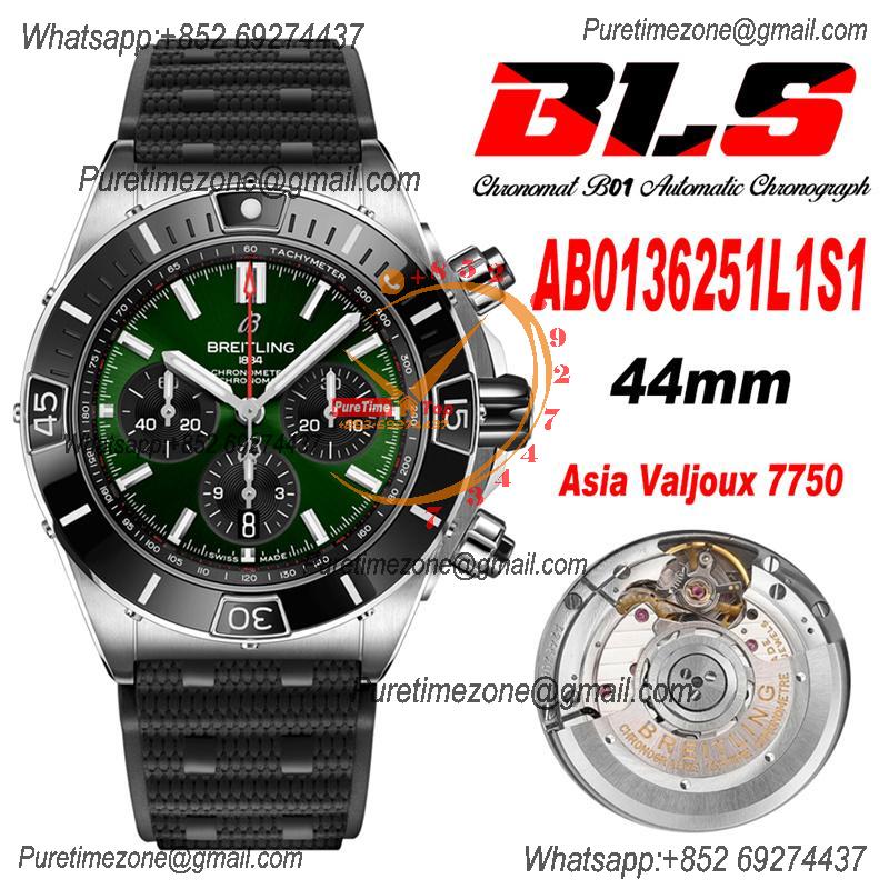 Chronomat B01 AB0136251 A7750 Automatic Chronograph Mens Watch Best Edition BLSF 44mm Green Dial Black Rubber