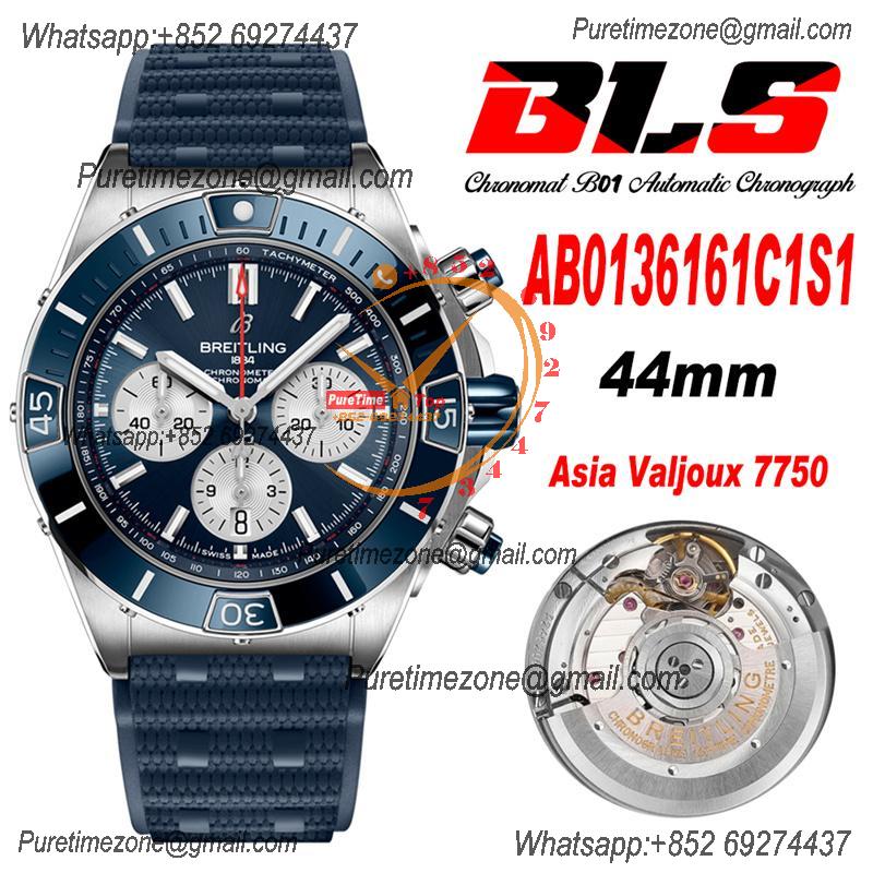 Chronomat B01 AB0136251 A7750 Automatic Chronograph Mens Watch Best Edition BLSF 44mm Blue Dial Blue Rubber