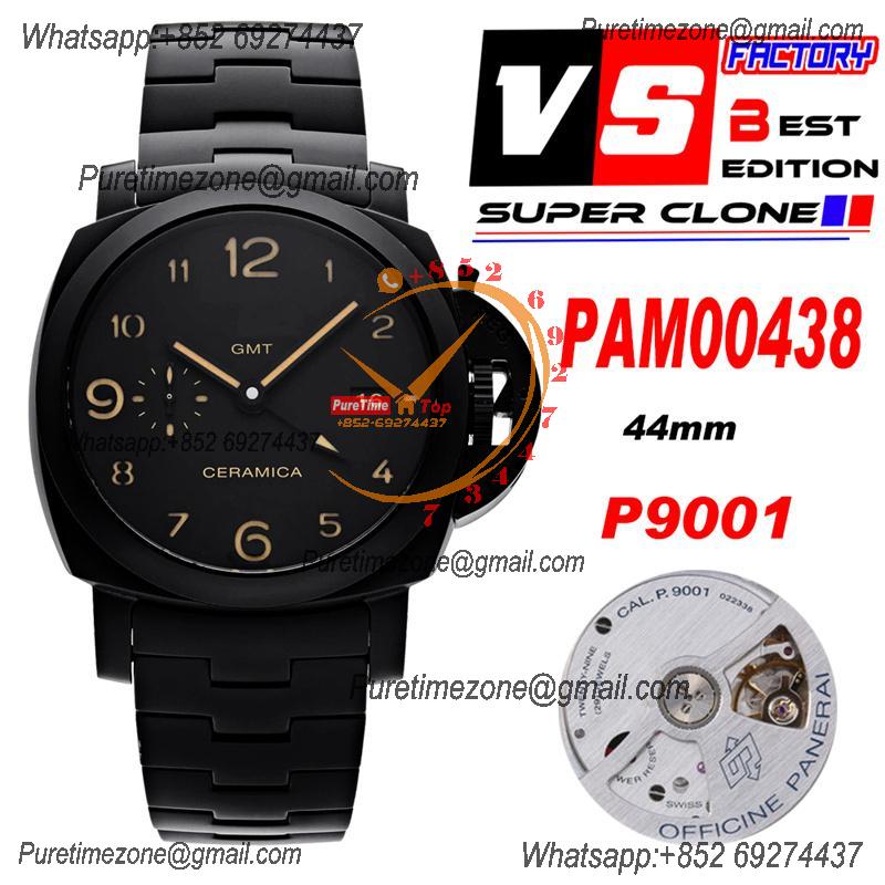 PAM00438 Luminor 1950 Tuttonero GMT P9001  Automatic Mens Watch Best Edition VSF 44 Ceramic Black Dial Ceramic Bracelet