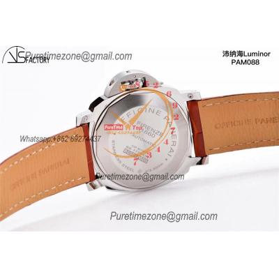 PAM00088 R Luminor GMT OP VIII Automatic Mens Watch 44mm VSF 1:1 Best Edition on Brown Leather Strap