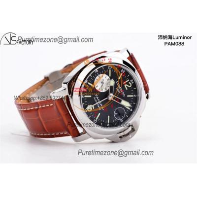 PAM00088 R Luminor GMT OP VIII Automatic Mens Watch 44mm VSF 1:1 Best Edition on Brown Leather Strap