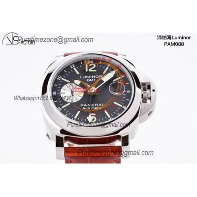 PAM00088 R Luminor GMT OP VIII Automatic Mens Watch 44mm VSF 1:1 Best Edition on Brown Leather Strap