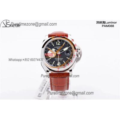 PAM00088 R Luminor GMT OP VIII Automatic Mens Watch 44mm VSF 1:1 Best Edition on Brown Leather Strap