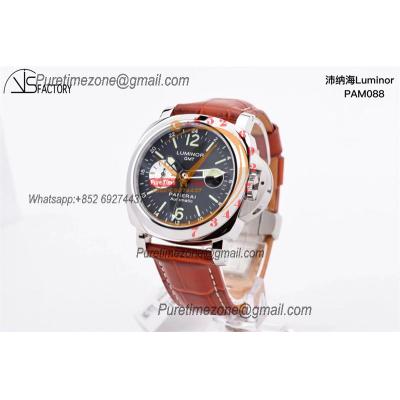 PAM00088 R Luminor GMT OP VIII Automatic Mens Watch 44mm VSF 1:1 Best Edition on Brown Leather Strap