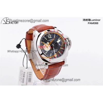 PAM00088 R Luminor GMT OP VIII Automatic Mens Watch 44mm VSF 1:1 Best Edition on Brown Leather Strap