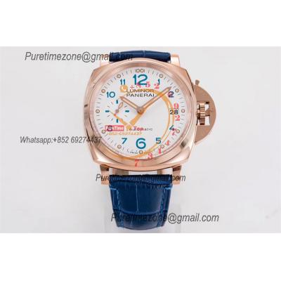 PAM00756 Luminor Due OP AXXXIV Automatic Mens Watch VSF 42mm Best Edition White Dial on Blue Leather Strap