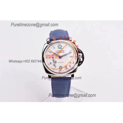 PAM00906 Luminor Due OP AXXXIV Automatic Mens Watch VSF 42mm Best Edition White Dial on Blue Leather Strap