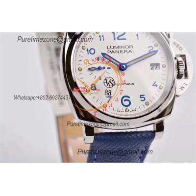 PAM00906 Luminor Due OP AXXXIV Automatic Mens Watch VSF 42mm Best Edition White Dial on Blue Leather Strap