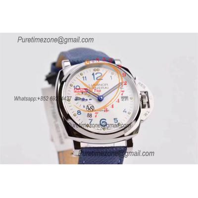 PAM00906 Luminor Due OP AXXXIV Automatic Mens Watch VSF 42mm Best Edition White Dial on Blue Leather Strap