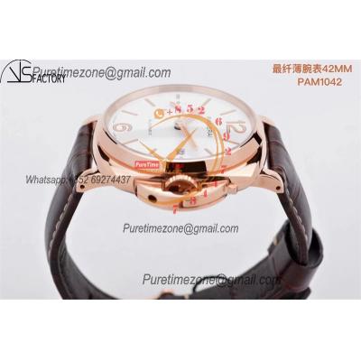 PAM1042 Luminor Due OP AXXXIV Automatic Mens Watch VSF 42mm Rose Gold Best Edition White Dial on Brown Leather Strap