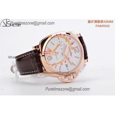 PAM1042 Luminor Due OP AXXXIV Automatic Mens Watch VSF 42mm Rose Gold Best Edition White Dial on Brown Leather Strap