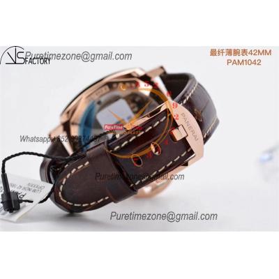 PAM1042 Luminor Due OP AXXXIV Automatic Mens Watch VSF 42mm Rose Gold Best Edition White Dial on Brown Leather Strap