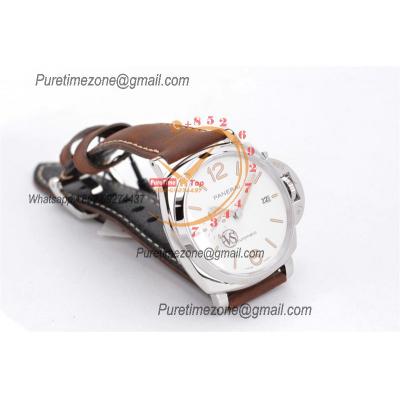 PAM01046 Luminor Due OP AXXXIV Automatic Mens Watch VSF 42mm Steel Case Best Edition White Dial on Brown Asso Strap