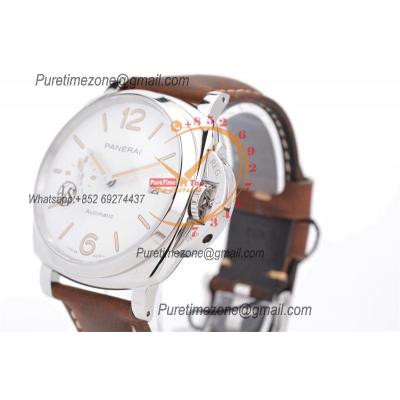 PAM01046 Luminor Due OP AXXXIV Automatic Mens Watch VSF 42mm Steel Case Best Edition White Dial on Brown Asso Strap