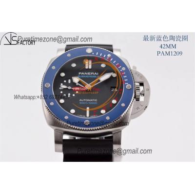 PAM01209 Luminor Submersible OP AXXXIV Automatic Mens Watch 42mm Blue Ceramic Bezel VSF 1:1 Best Edition Black Rubber