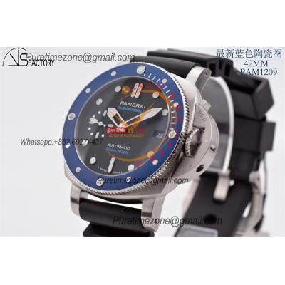 PAM01209 Luminor Submersible OP AXXXIV Automatic Mens Watch 42mm Blue Ceramic Bezel VSF 1:1 Best Edition Black Rubber