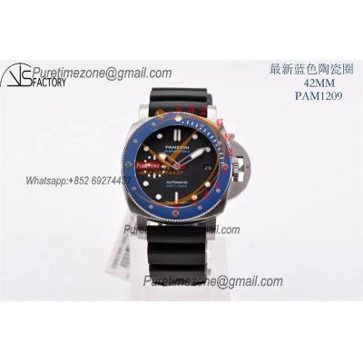 PAM01209 Luminor Submersible OP AXXXIV Automatic Mens Watch 42mm Blue Ceramic Bezel VSF 1:1 Best Edition Black Rubber