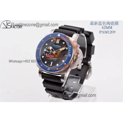 PAM01209 Luminor Submersible OP AXXXIV Automatic Mens Watch 42mm Blue Ceramic Bezel VSF 1:1 Best Edition Black Rubber